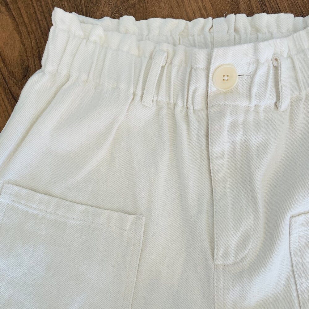 Emerson Fry Cream Linen Paper Bag Waist Cropped Pocket Pants Size M